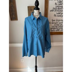 Royal Robbins Men's Long Sleeve Vented Technical Button Up Shirt Blue Size 2XL